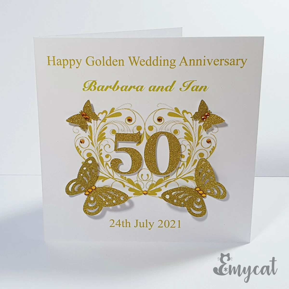 Personalised Handmade Golden 50th Wedding Anniversary Card **Free ...