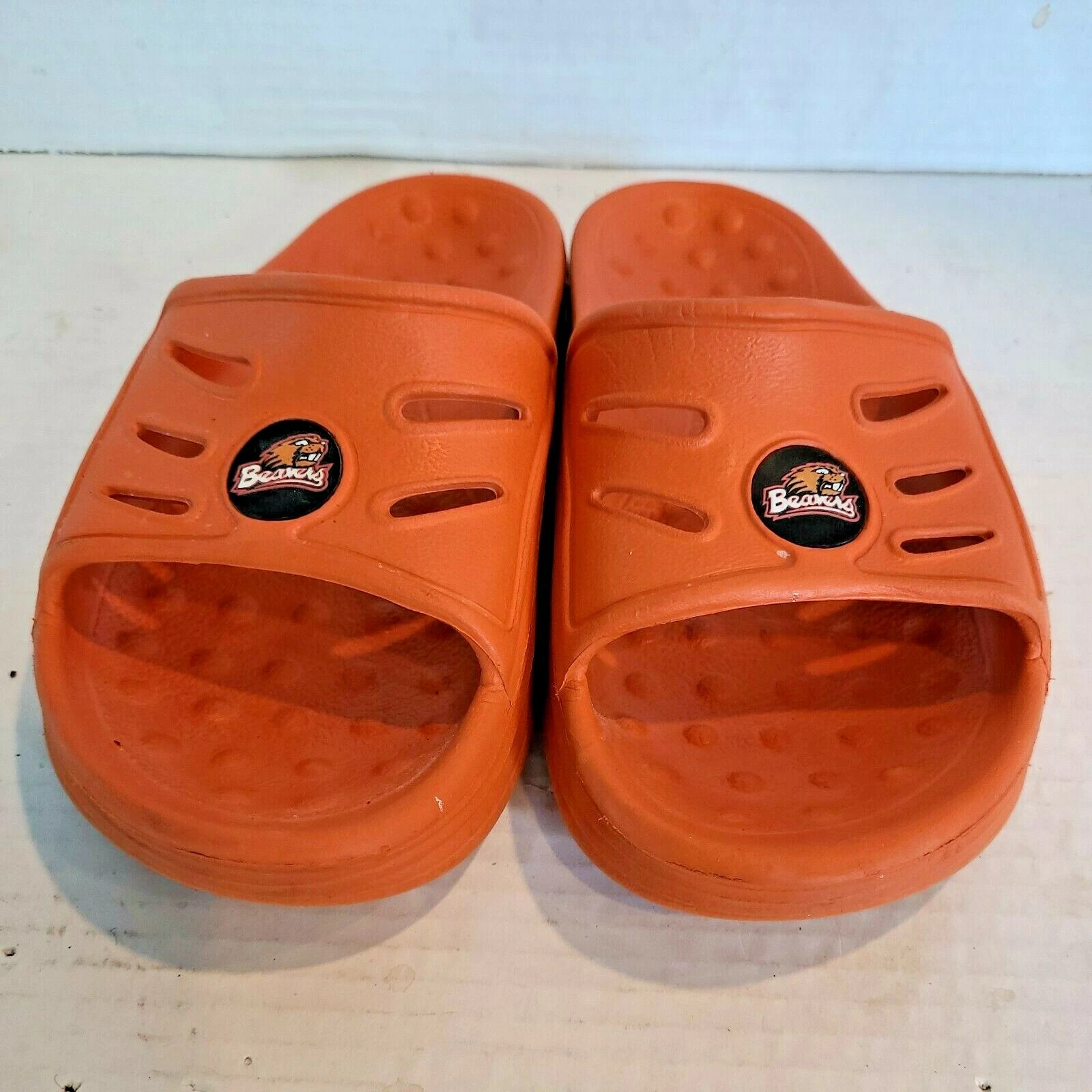 NIKE Oregon State Beavers sandali slides arancioni da donna taglia 5 GO BEAVS spiaggia