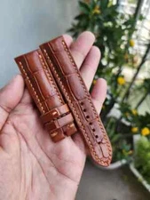 Size 22/20mm Tan Brown 100% Genuine Leather Skin Watch Strap Band- Handmade