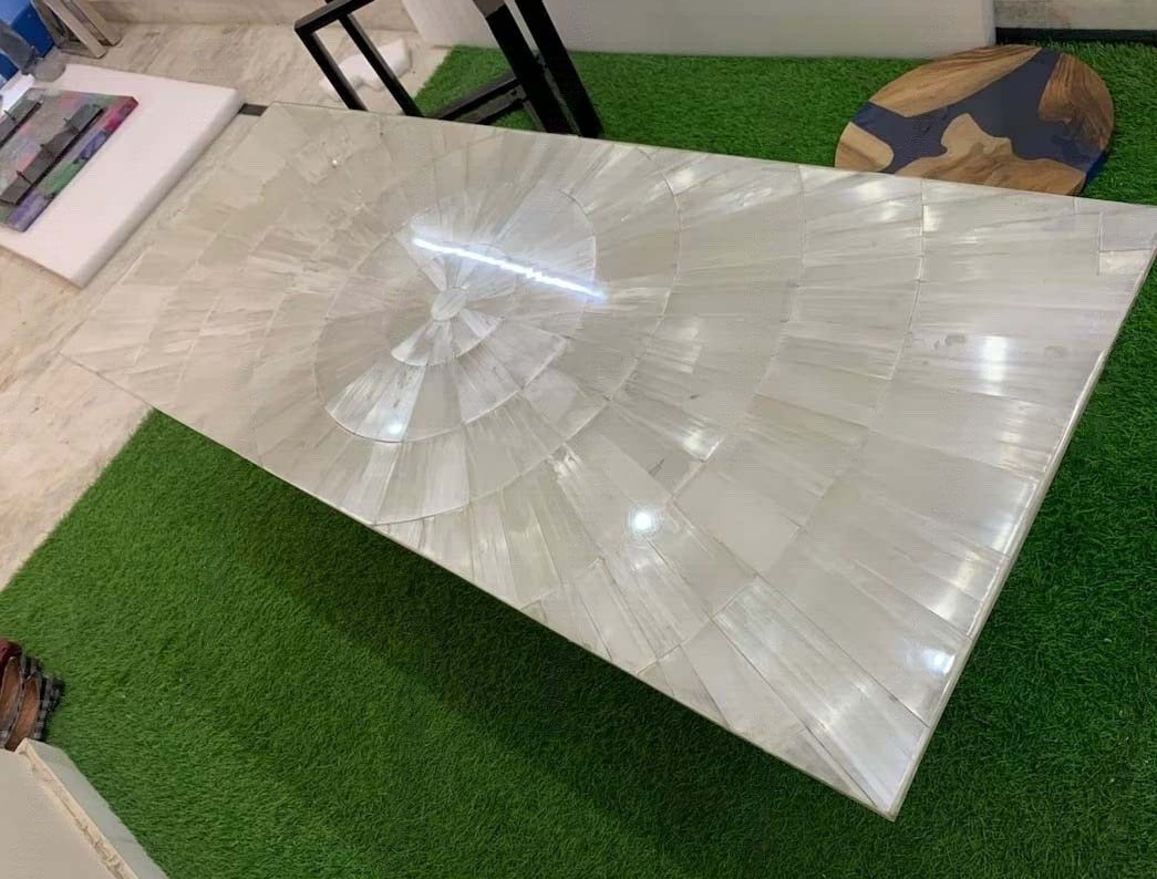 Selenite Sun Burst Dining Table Top or Kitchen Counter Slab for Cyber Monday Sale