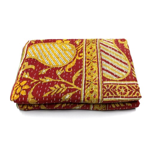 Manta de cama tropical de algodón orgánico hecha a mano india vintage d - Imagen 2 de 5