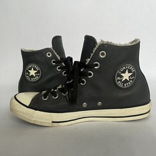Converse Chuck Taylor Rare Gray Leather Fur Lined High Top 149725C mens 7 Wmn 9