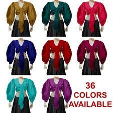 Cotton Gypsy Belly Dance Tie Top Flair Wrap Choli Haut Danse Blouse Harem Slit