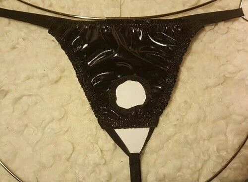 Herrenstring ouvert Lackleder schwarz v. Laexa