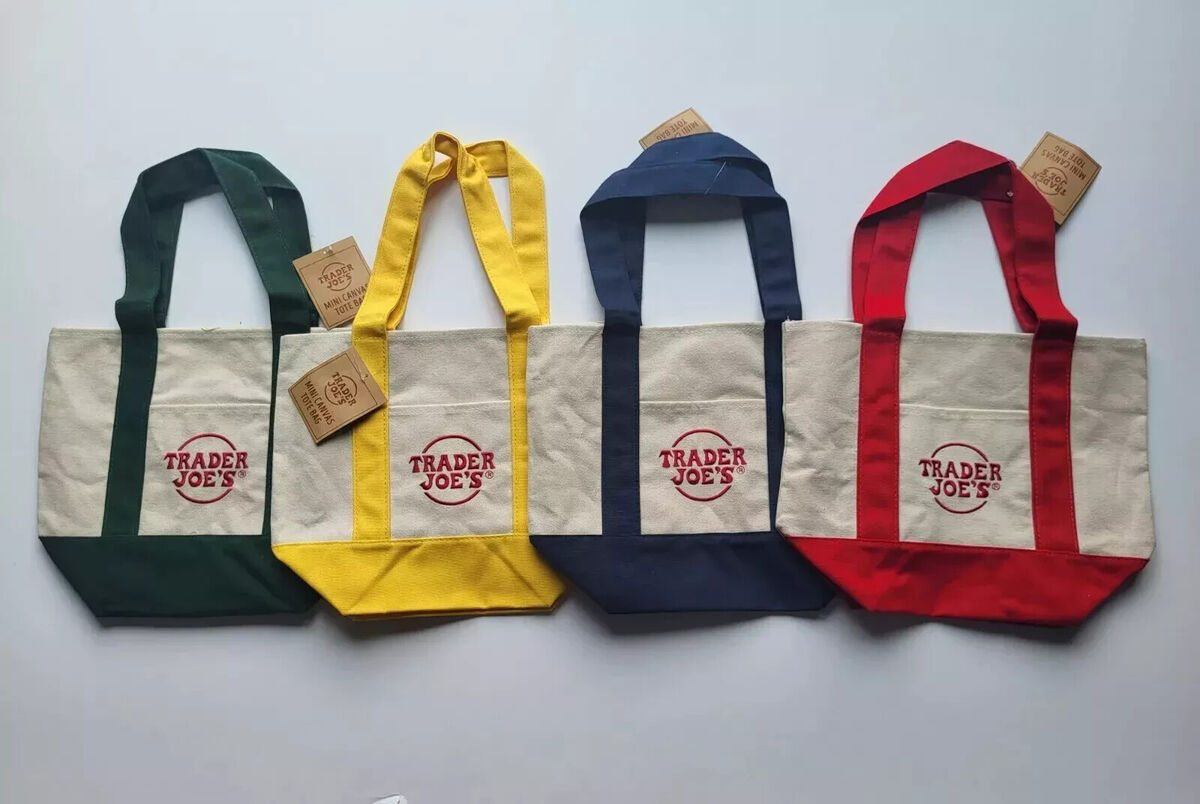 Genuine Trader Joe's mini canvas tote bags set of All 4