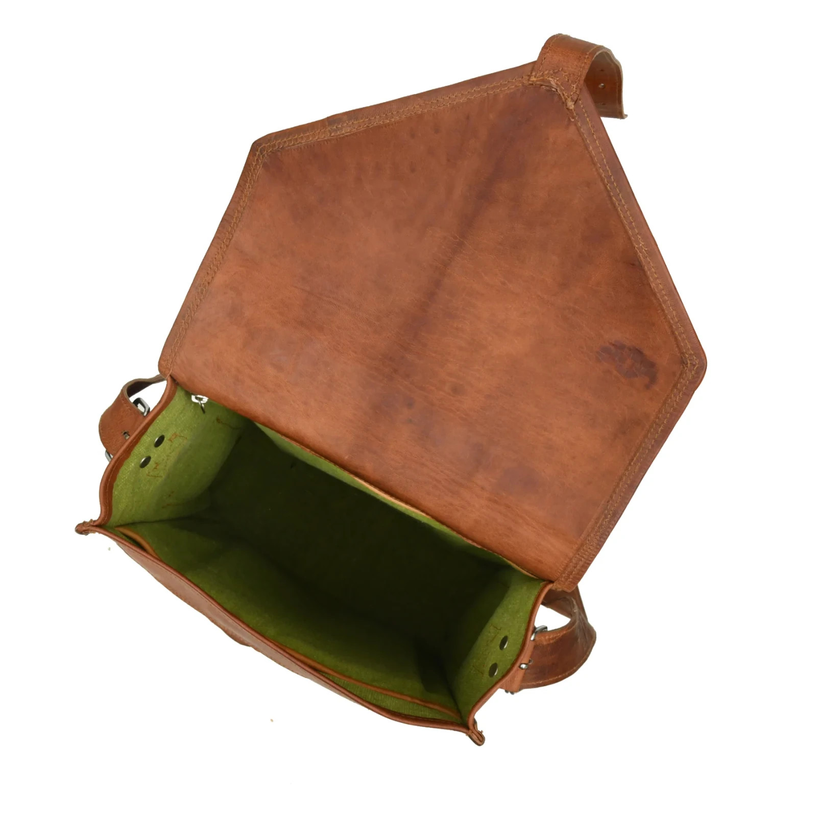 Backpack, Brown, Women, Shoulder Bag, Handmade, Leather, Vintage image 5