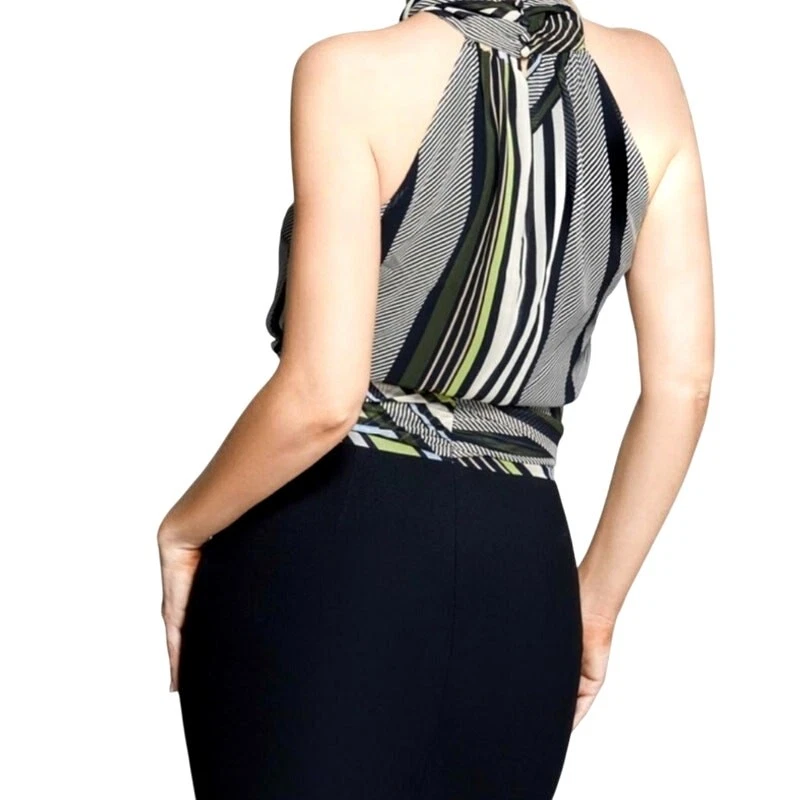 Mini Vestido Guess Marciano LA Seeing Rayas Chifón Top Halter EU 40 US Pequeño 6 Foto 2 de 4