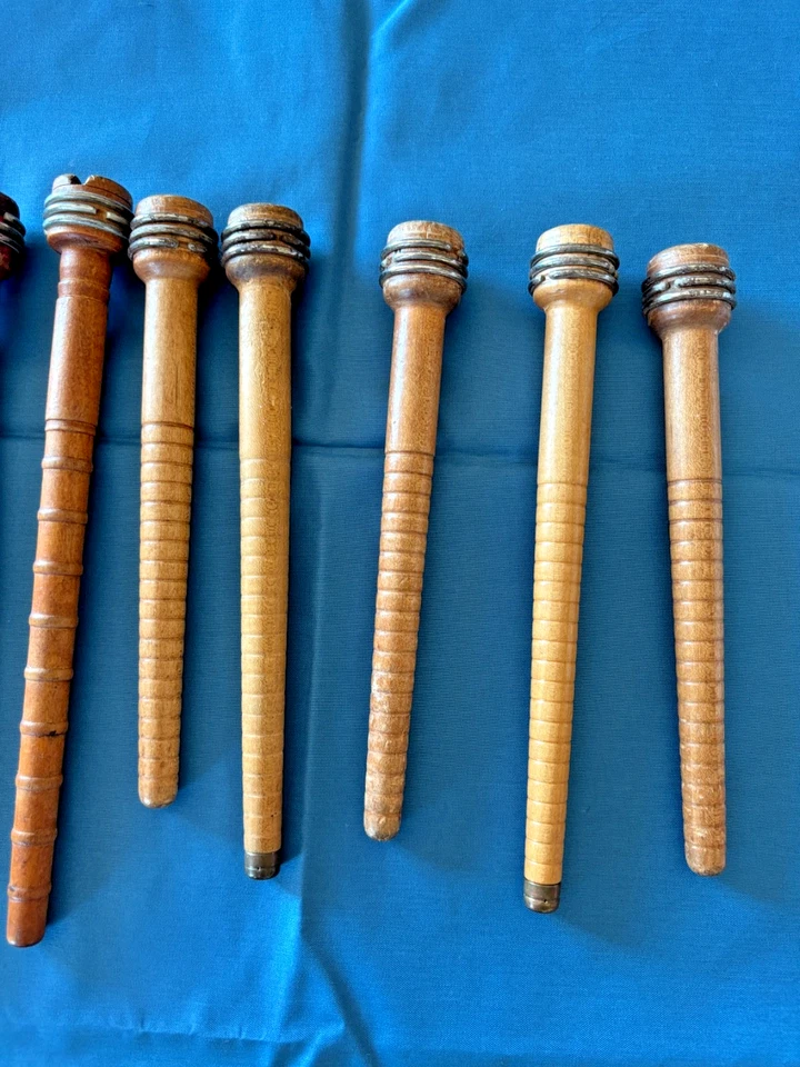 8 Vintage Wood Bobbins Spools Wooden Industrial Style Spindles - Image 2 of 3