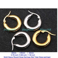 18K Yellow/White Gold Filled HypoAllergenic Small-Medium Solid Hoop Earring E141