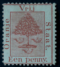 Orange Free State 1868 1d red-brown SG 2 Unused no gum cat £25