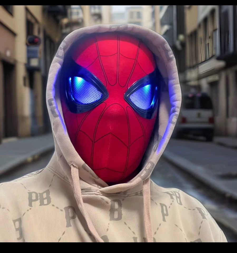 Máscara Spider-Man No Way Home con LED ojos móviles rojos y azules/anillo de control remoto Foto 4 de 4