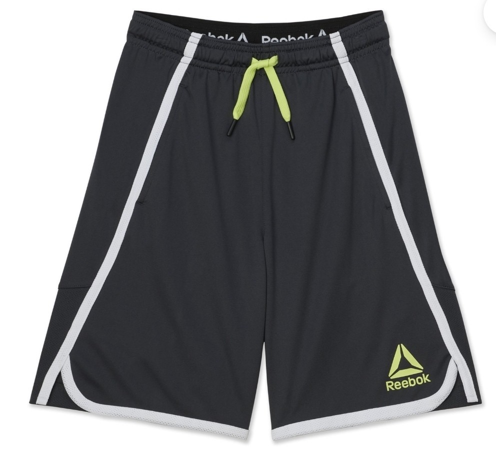 Reebok Kids Dark Gray Athletic Mesh Shorts Size L Polyester Drawstring Pockets