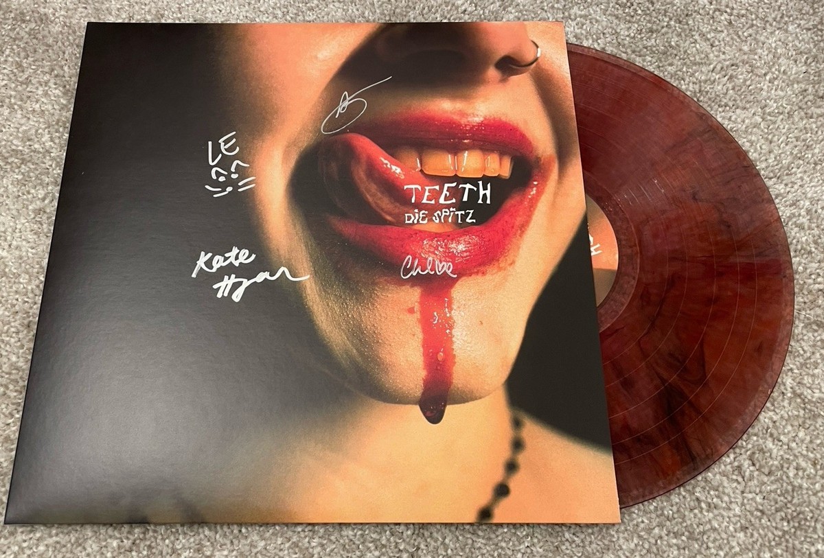 DIE SPITZ SIGNED AUTOGRAPH x4 TEETH ALBUM RED VINYL RECORD LP PUNK