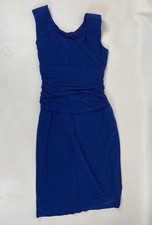 Nine West Sleeveless Ruched Waist Shoulder Pads Womens Size 4 Blue NWT