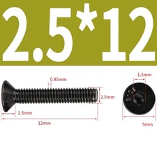 M2 - M6 Black Nickle Countersunk Allen Socket Screws Flat Head Bolts 10.9 Grade