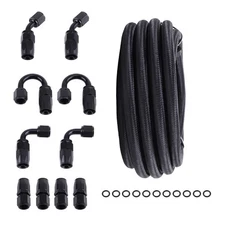 6AN 20FT Fuel Line Hose Kit Nylon Stainless Steel Braided Oil Hose Fitting CPE