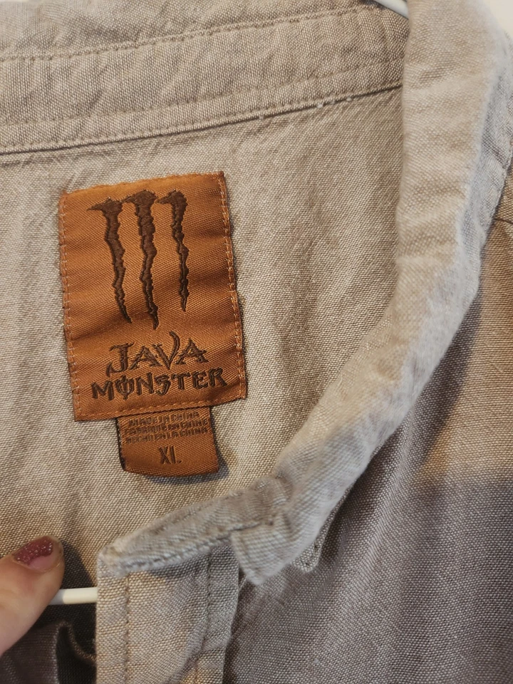 Рубашка мужская Java Monster с коротким рукавом на пуговицах XL коричневая узкая/спортивная - Изображение 3 из 4
