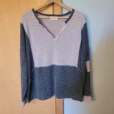 Sugarfox Knit Dolman Sleeve Gray Colorblock Texture Knit Shirt Size 1X