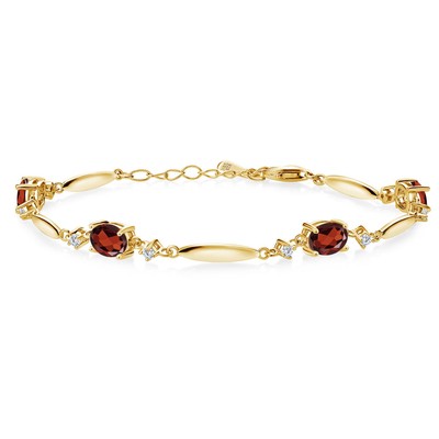 18K Yellow Gold Plated Silver Gemstone Birthstone and White Lab Grown Diamond