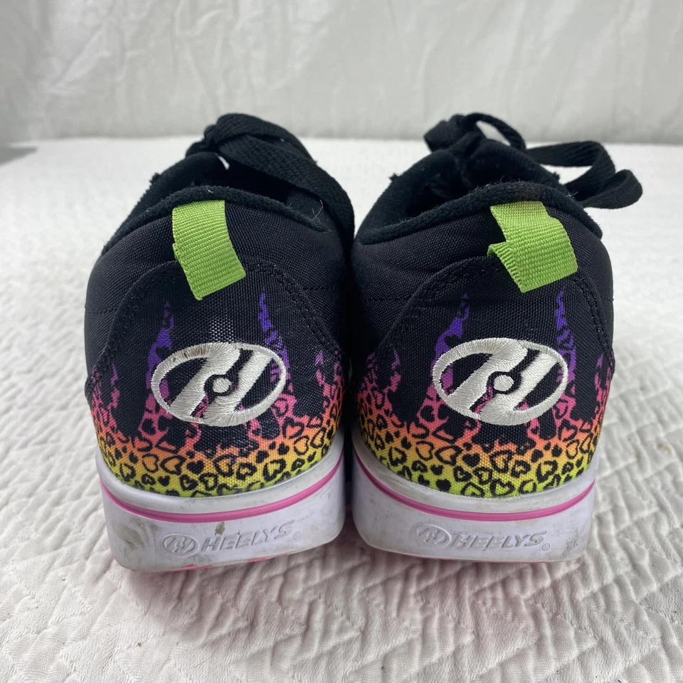 Heelys Shoes Womens Size 7 Black Pink Neon Cheetah Flame Roller Skates Sneakers - Image 4 of 4