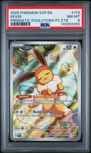 2025 POKEMON SVP PRISMATIC EVOLUTIONS ELITE TRAINER BOX PROMO #173 EEVEE PSA 8