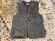 VTG LL Bean Fishing Vest Mens XL Green Multi Pocket Outdoors Utility Travel NICE