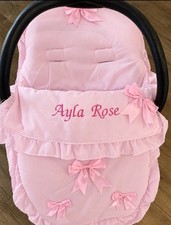 Pink Personalised universal baby car seat cosytoes/liner  💖