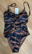 Ladies Marks & Spence print scoop neck non wired swimsuit UPF 50+ size 10 NWT