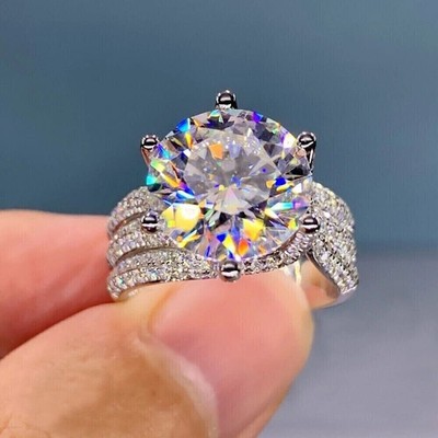 4Ct Lab Created Diamond Round Solitaire Wedding B-day Ring 14K White Gold Plated