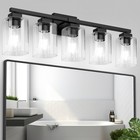 30" 5-Light Bathroom Vanity Light Modern Matte Black Fixture Over Mirror