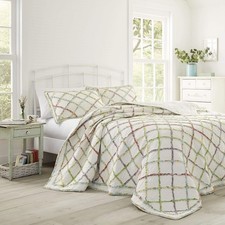 Twin Quilt Set, Reversible Cotton Bedding with Matching Sham,RUFFLE GARDEN 68