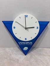 Viagra Pfizer Sales Rep Advertising Promo Wall Clock Battery Blue White Plastic