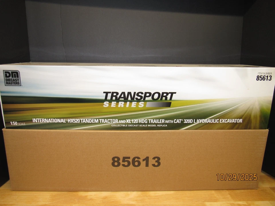 1:50 Diecast Masters "DIRTY" International HX520 w/Lowboy CAT 320D L Excavator - Image 2 of 4