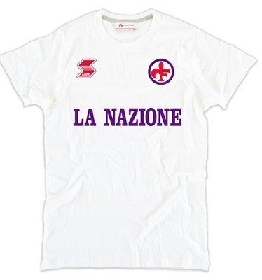 Fan T-Shirt Lila inspiriert Jahr 1989 90 Florentina 80 Florenz Baumwolle weiß