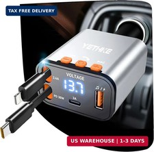 Bluetooth Car Adapter with Retractable Charger, Upgrade Bluetooth 5.4 FM Transm