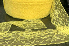 80MM Lemon Flat Nylon Scalloped Lace Trim with Flowers Very Good Quality Sewing