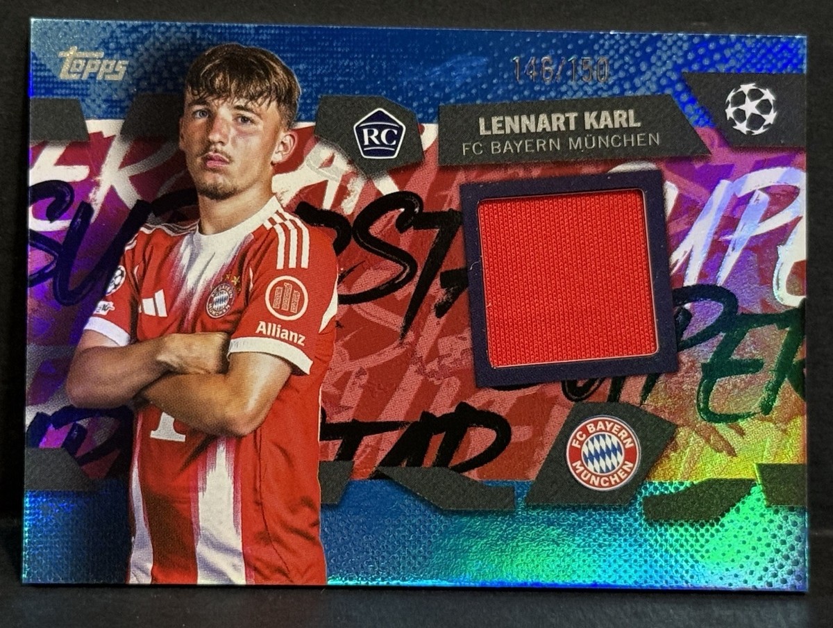 【希少】Topps Bayern バイエルン レバンドフスキ ジャージナンバー 2025-26 Topps UEFA CC Bayern Munich RC Lennart Karl Player Worn