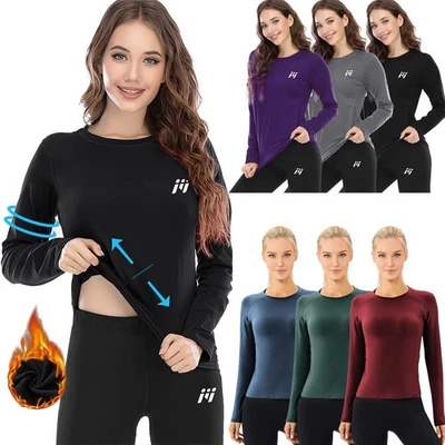 MEETHOO 1/2er Damen Langarm Funktionsshirt Skiunterwäsche Thermo Funktionsunterwäsche