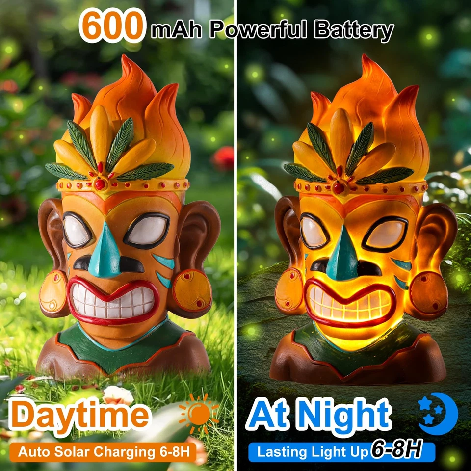 Статуя Тики на солнечных батареях, уличная статуя Тики с солнечным светом, мерцающее пламя Тики... - Изображение 4 из 4