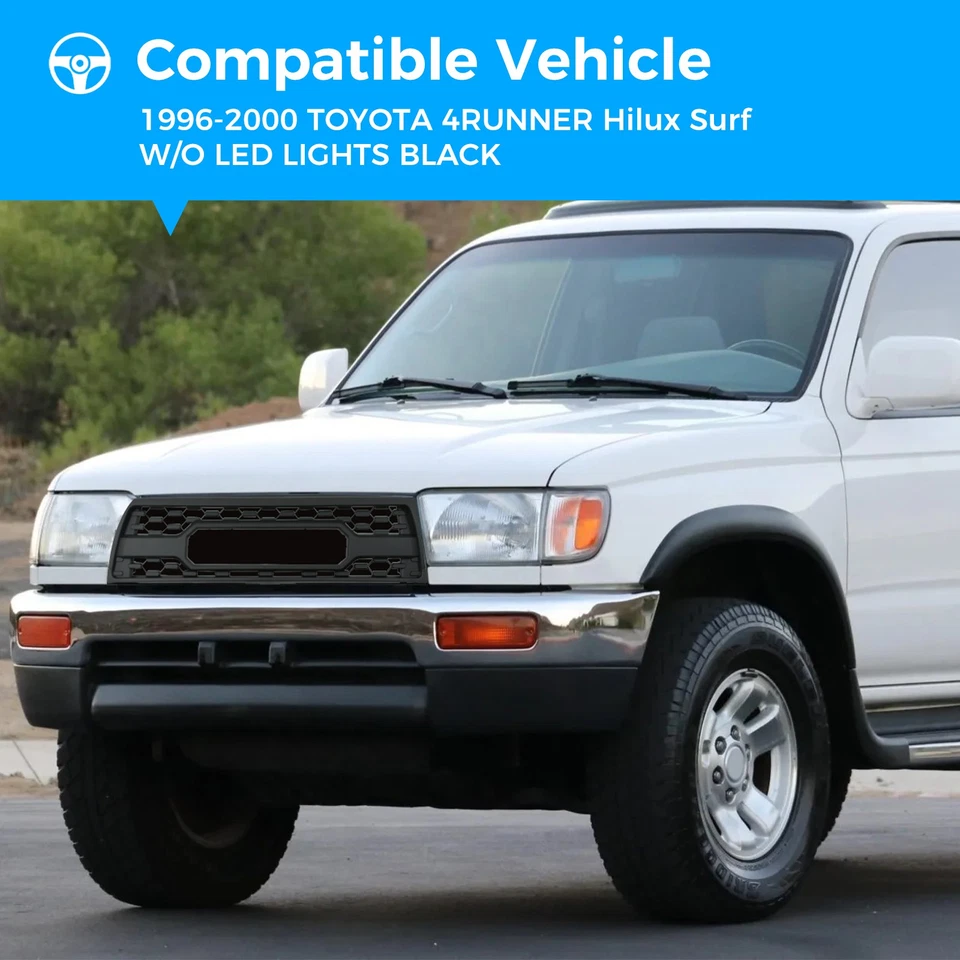 Car Front Grille For 1996-2000 TOYOTA 4RUNNER W/O LED LIGHTS BLACK Foto 2 de 4