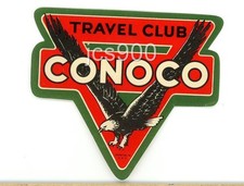VINTAGE CONOCO TRAVEL CLUB GAS OIL MEMBER DECAL STICKER WINDSHIELD ORIGINAL '30s