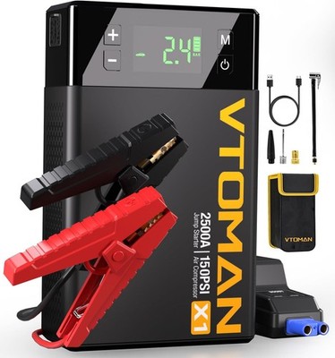 VTOMAN X1 Jump Starter with Air Compressor, 2500A Portable Battery Booster