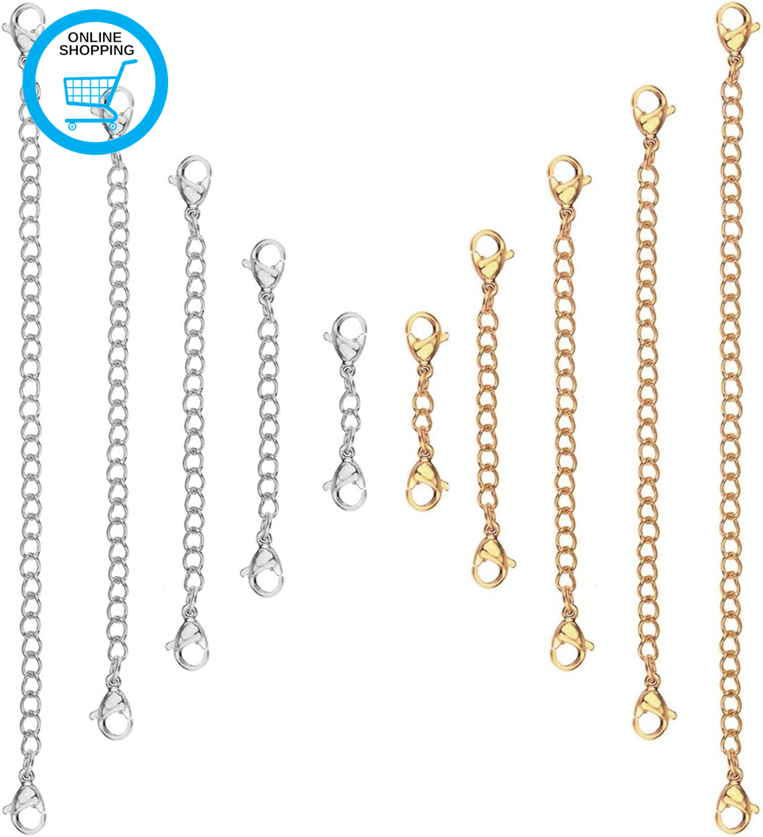 Chain Extender Lobster Clip Safety Necklaces Chain,Anti-Allergy Stainless Steel