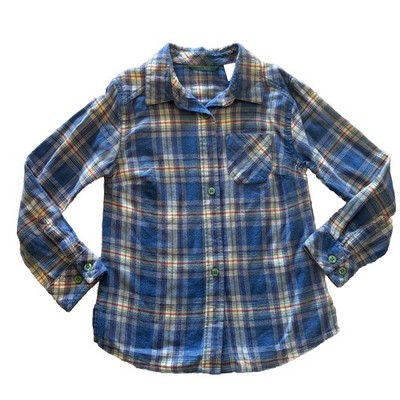 Girls LL Bean Blue Plaid Flannel Shirt Size S 8