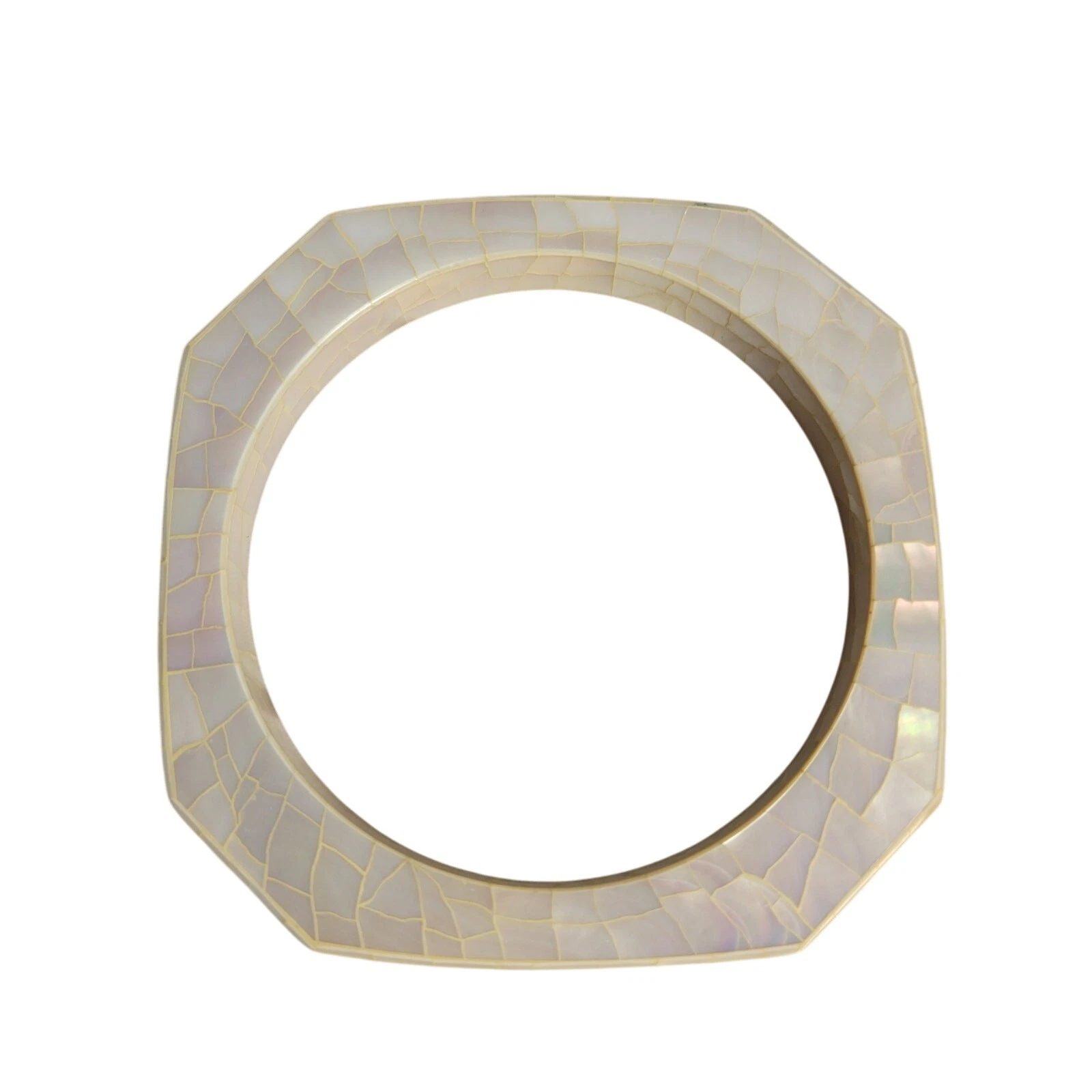 OFF WHITE Bracciale vintage ottagonale braccialetto mosaico iridescente bianco sporco