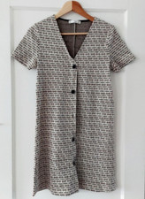 Mango Neko Plaid Check Button Dress, Size 4/Small, Missing Button