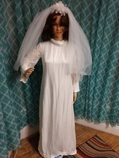 Vintage 1960's Alfred Angelo designed by Edith Vincent Beaded Wedding gown large