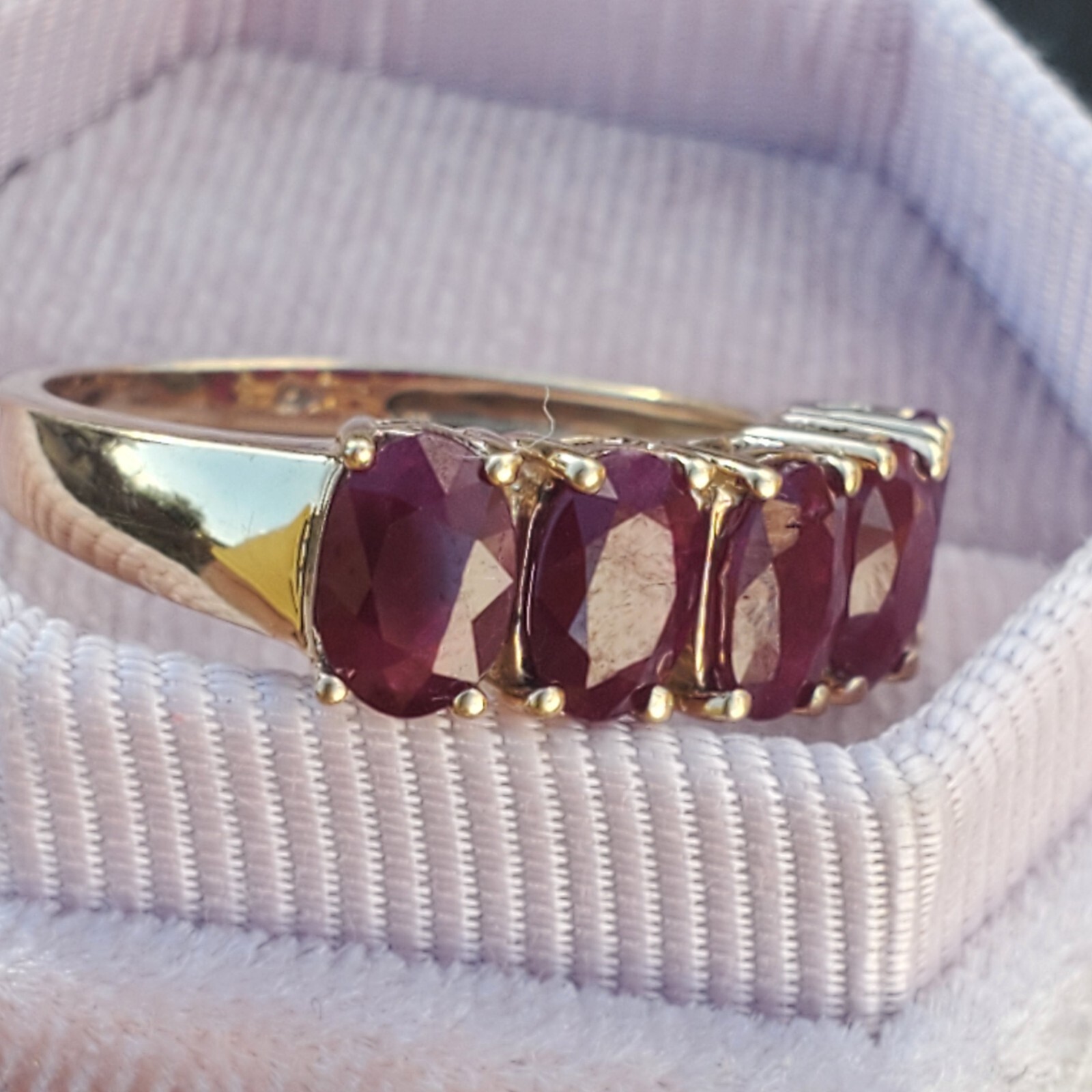 10K VINTAGE SOLID YELLOW GOLD OVAL RUBY GEMSTONE … - image 17