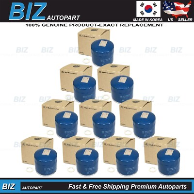 #ad 10 PCS Genuine Oil Filters w Washers for 1986 2025 HYUNDAI KIA OE# 26300 35505 $46.51