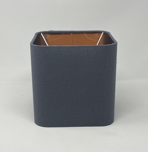 Lampshade Charcoal Grey Textured 100% Linen Brushed Copper Rounded Square - Picture 7 of 12